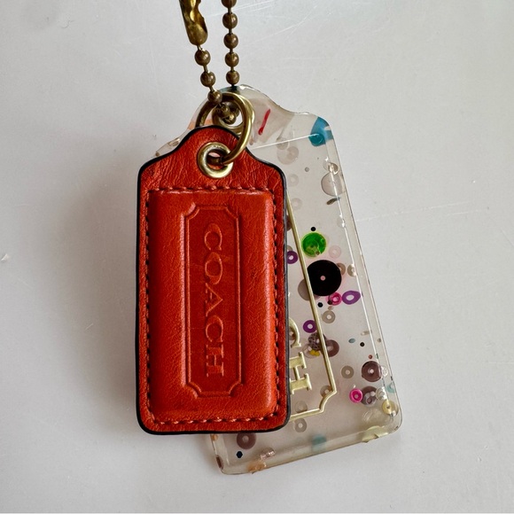 Coach Poppy XL Confetti Lucite & Orange Leather Hangtag Set - Picture 3 of 8